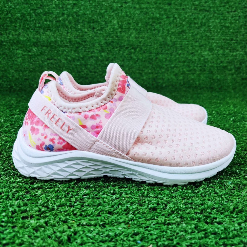 Freely Sneakers Girls 10D Pink Floral Slip On Athletic Running Shoes Lightweight
